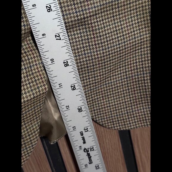 Lauren Ralph Lauren Jacket 40R Beige Houndstooth 2 Button Blazer Coat Silk Wool - Picture 6 of 10